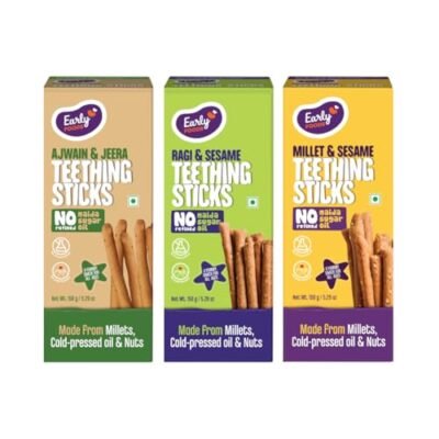 Early Foods - Pack of 3 - Whole Wheat Ajwain, Ragi Sesame & Millet Sesame Jaggery Teething