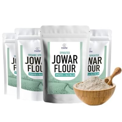 Rootz Organics Stone-Ground Sprouted Jowar Flour (900g) Pack of 4