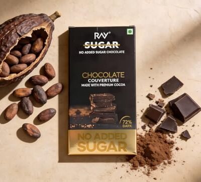 RAY NO SUGAR 72% DARK COUVERTURE CHOCOLATE, 80 Grams