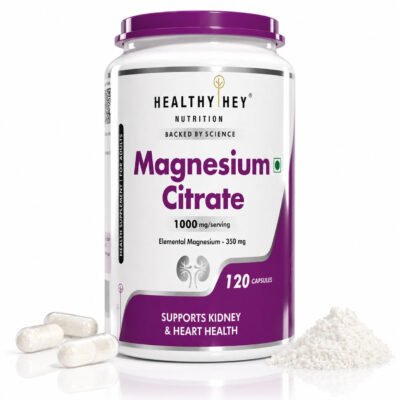 HealthyHey Nutrition Magnesium Citrate – 120 Vegetable Capsules