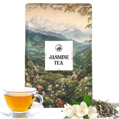 Dorje Teas Jasmine Darjeeling Loose Tea, 100g, Selim Hill Estate, Organic Whole Leaf Blend with Real Jasmine Buds