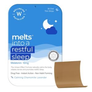 71G8SZWCXLL._SL1500_ Wellbeing Nutrition Melts Restful Sleep Aid, Plant-Based Melatonin 10mg with Chamomile, Tagara & L-Theanine