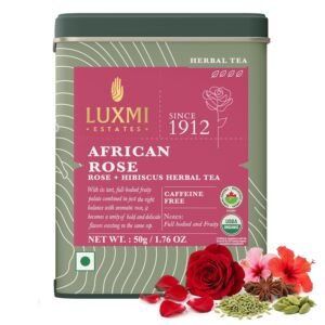 71Pz7ZmjMEL._SL1500_ Luxmi Estates African Rose Herbal Infusion, 50g Tin Caddy, USDA Organic Hibiscus & Rose Tea, Caffeine-Free